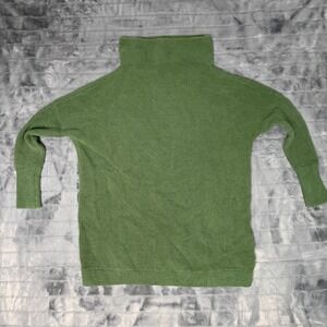 Free People Ottoman Slouchy Tunic Sweater Moss Green Ribbed Mock Neck XS